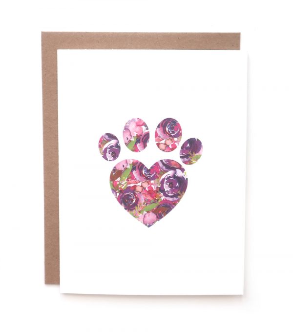 paw print dog cat greeting card