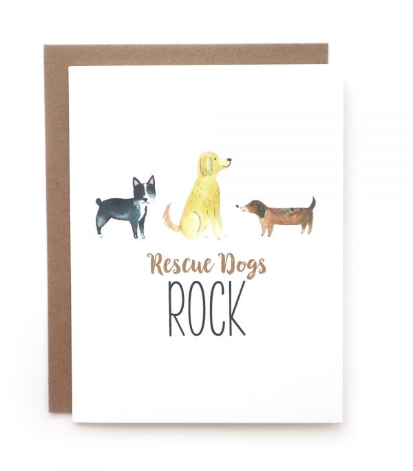 rescue dogs rock greeting card