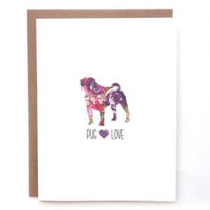 pug dog greeting card